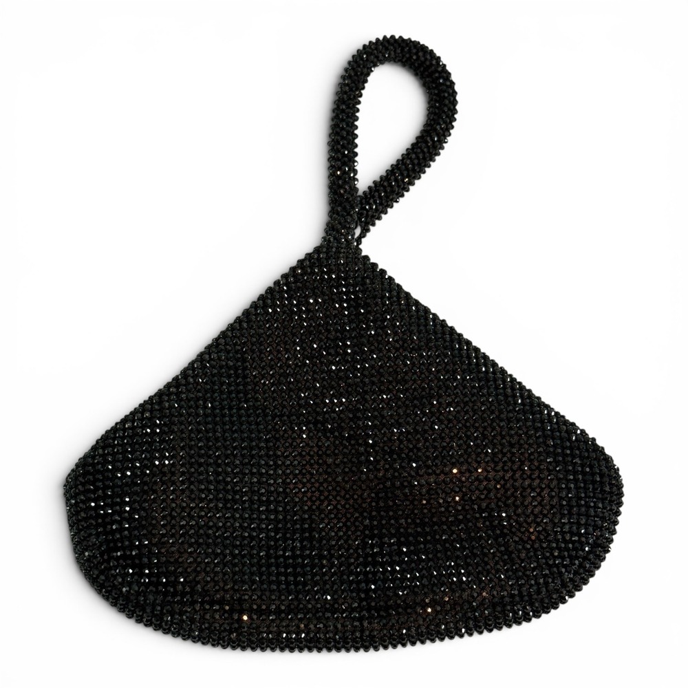 Jessica McClintock Black Rhinestone Mesh Evening Handbag‎ Y2K Formal Party Purse